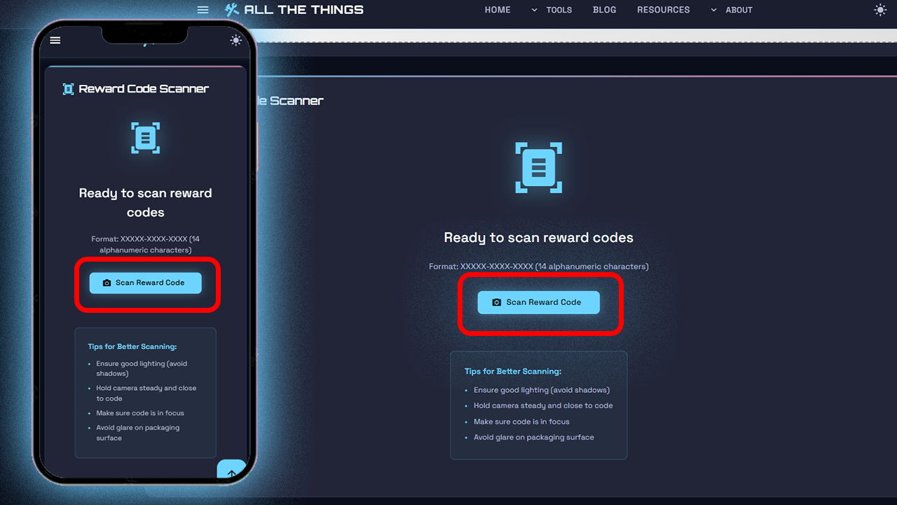 Select the Scan Reward Code button.