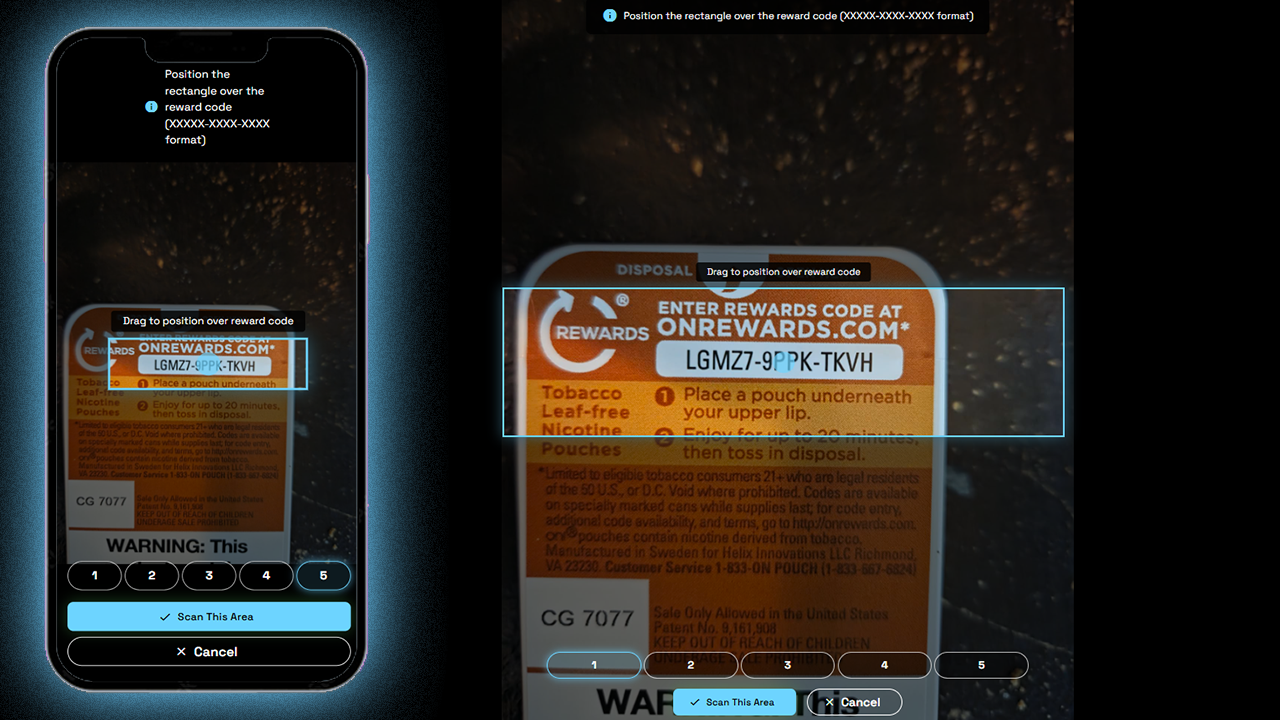 Size and position the crop box over the reward code.