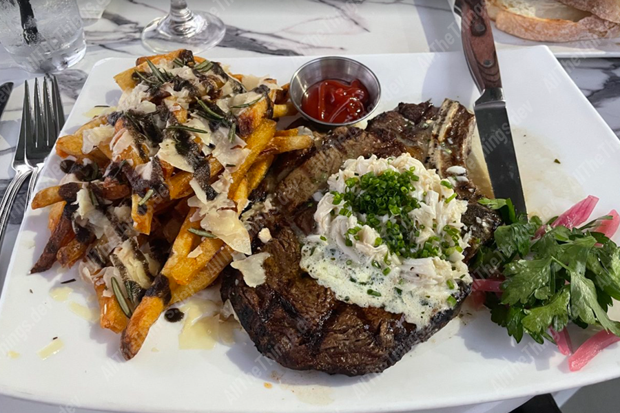 Georges ribeye and truffle fries